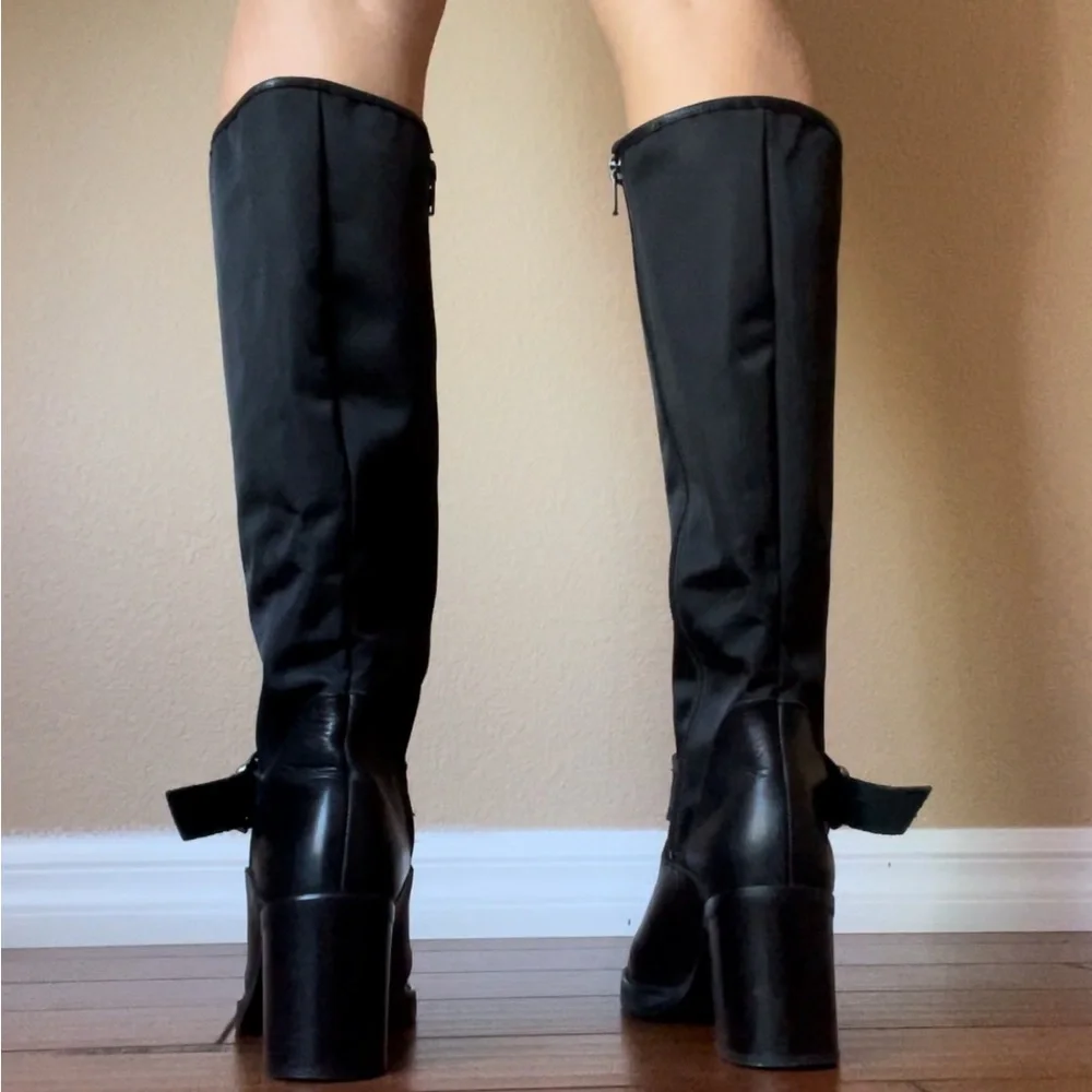 Vintage Y2K Louie Paris France leather chunky block heal platform boots 38 /7